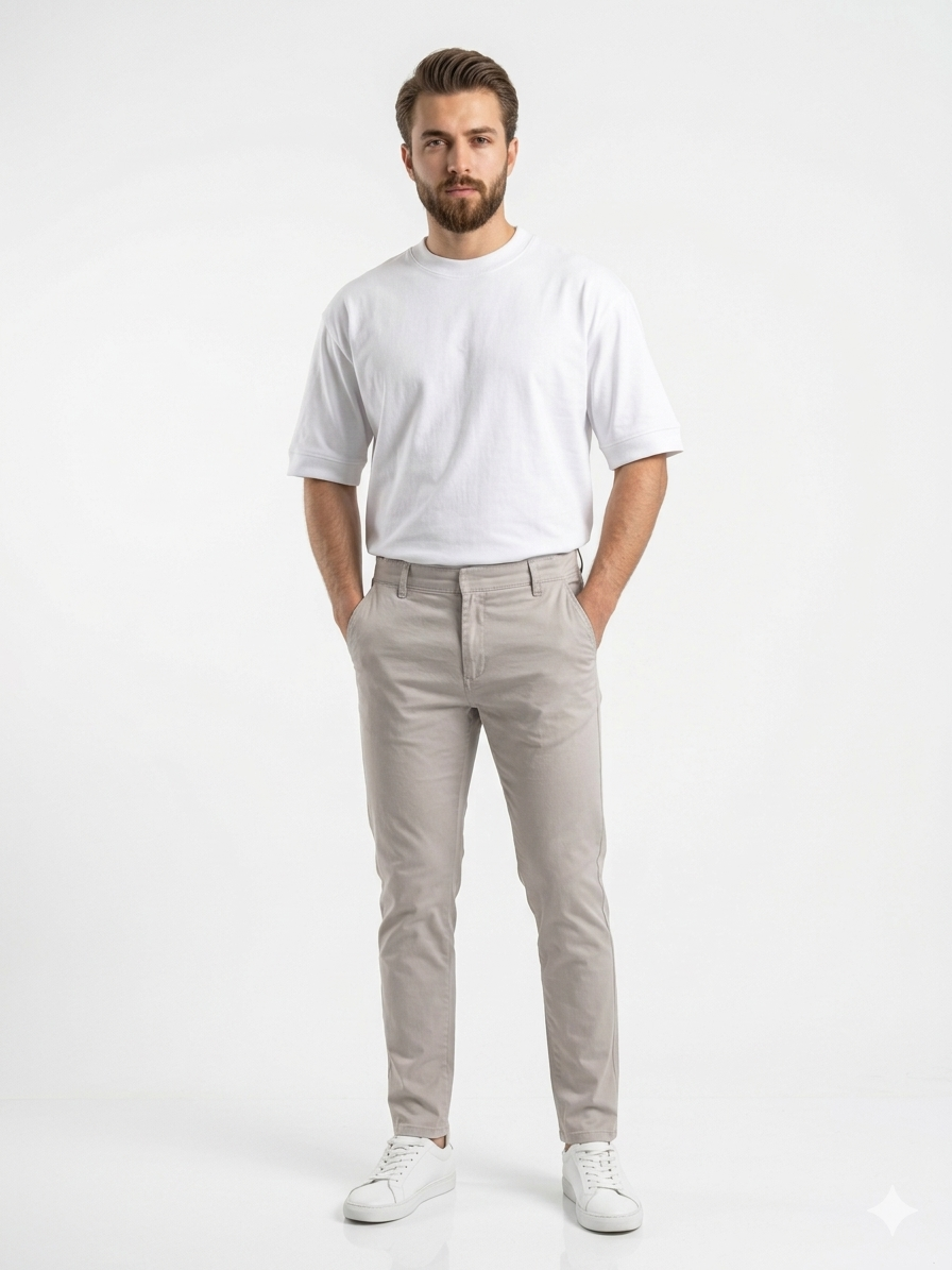 Light Gray Gabardine trouser - Relaxed Fit