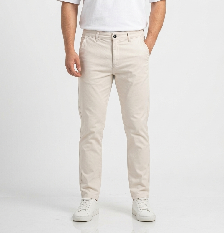 Beige Gabardine trouser - Relaxed Fit