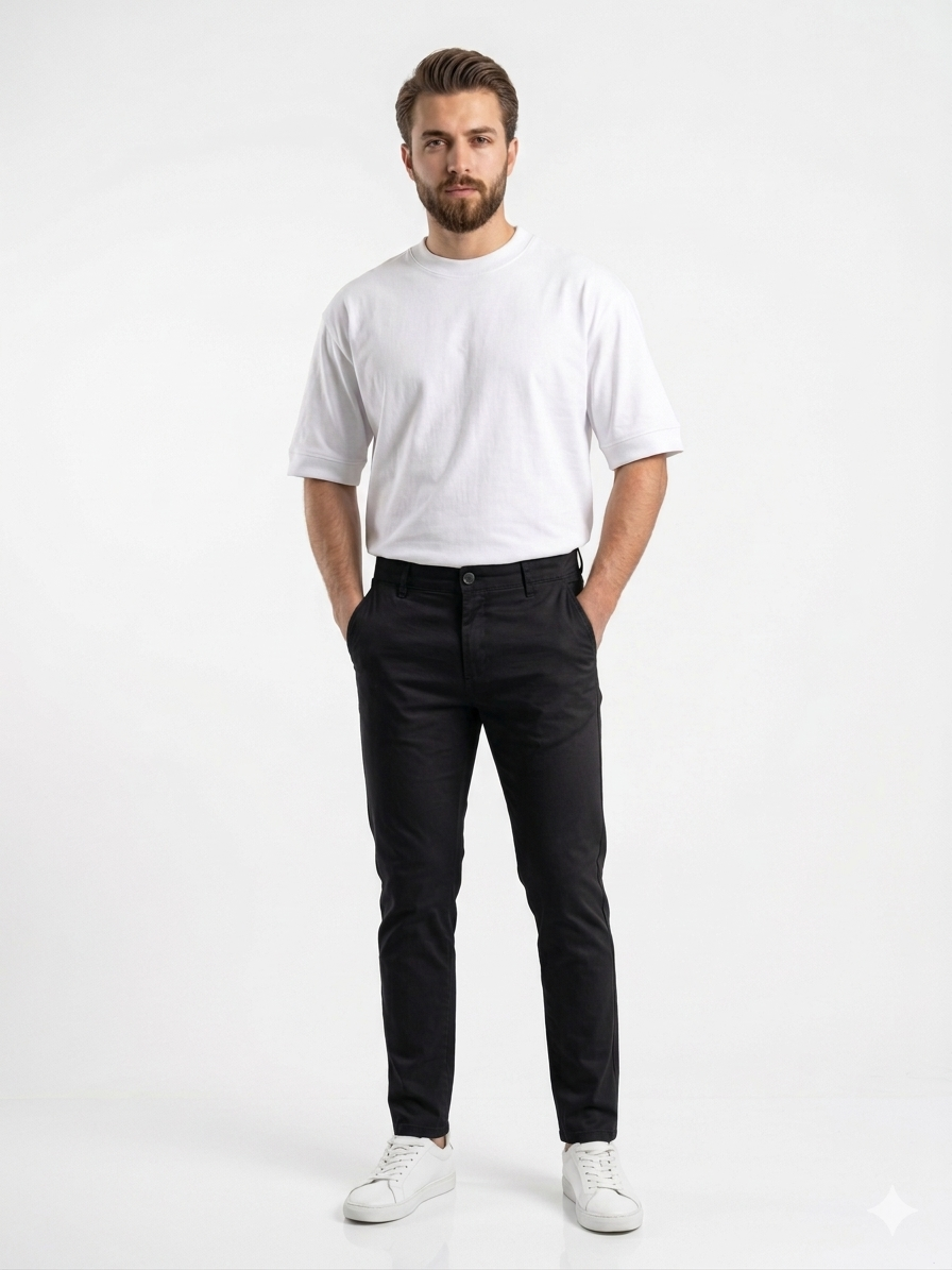 Black Gabardine trouser - Relaxed Fit