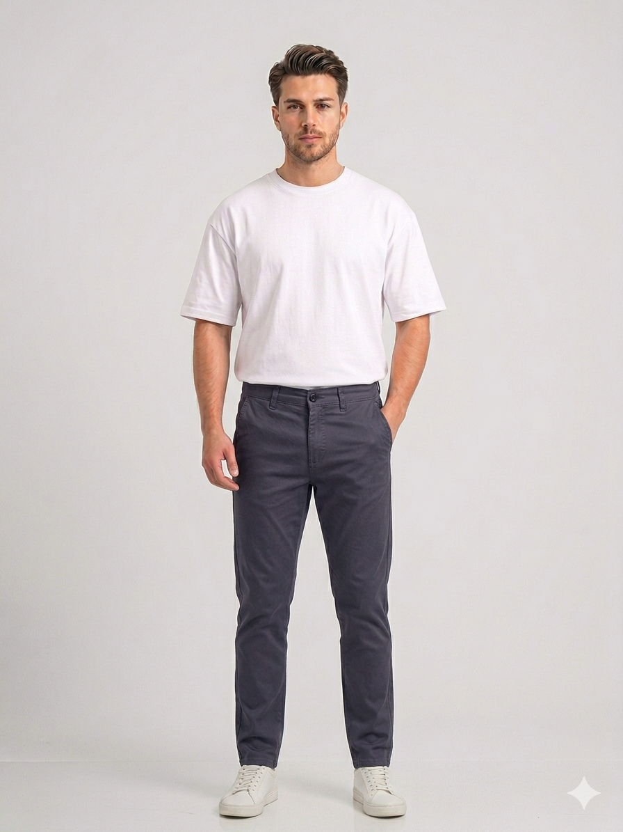 Med Gray Gabardine trouser - Relaxed Fit