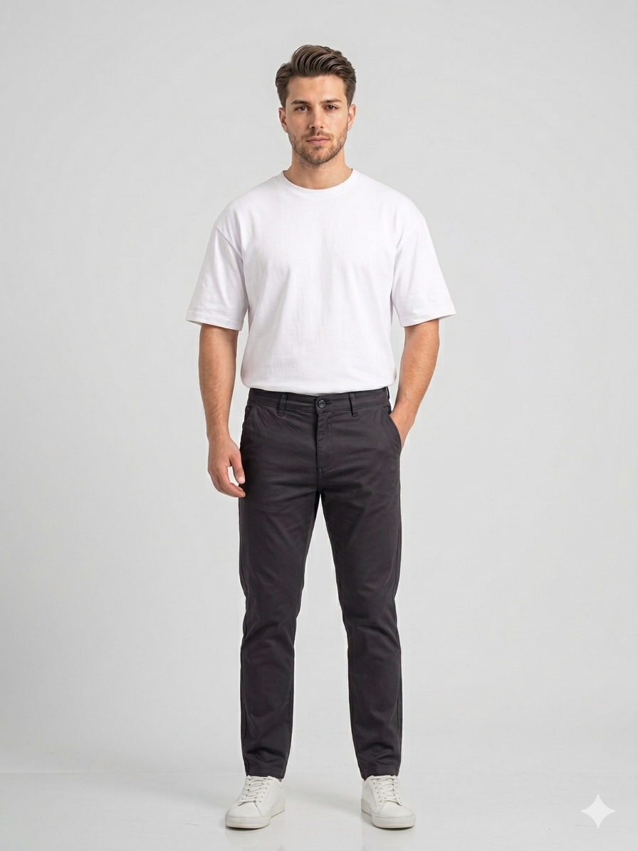 Gray Gabardine trouser - Relaxed Fit