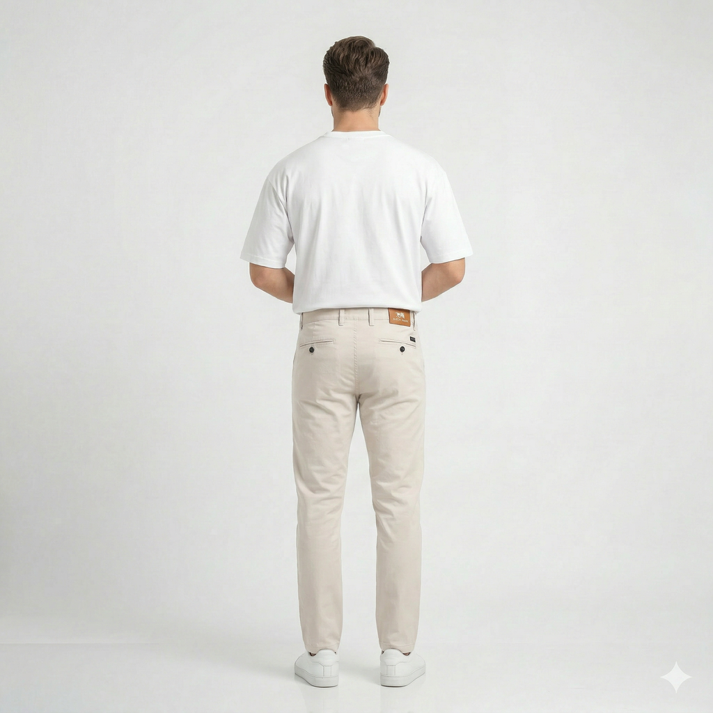 Beige Gabardine trouser - Relaxed Fit