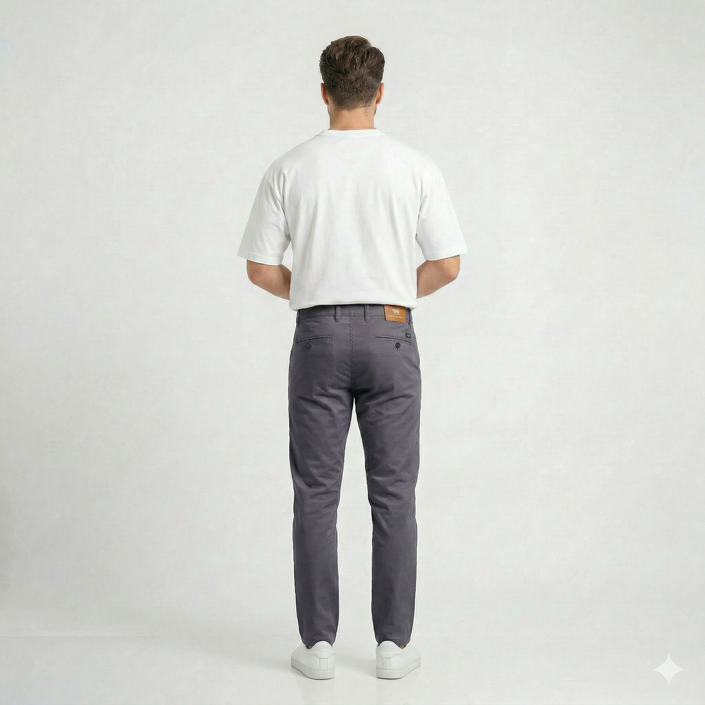 Med Gray Gabardine trouser - Relaxed Fit