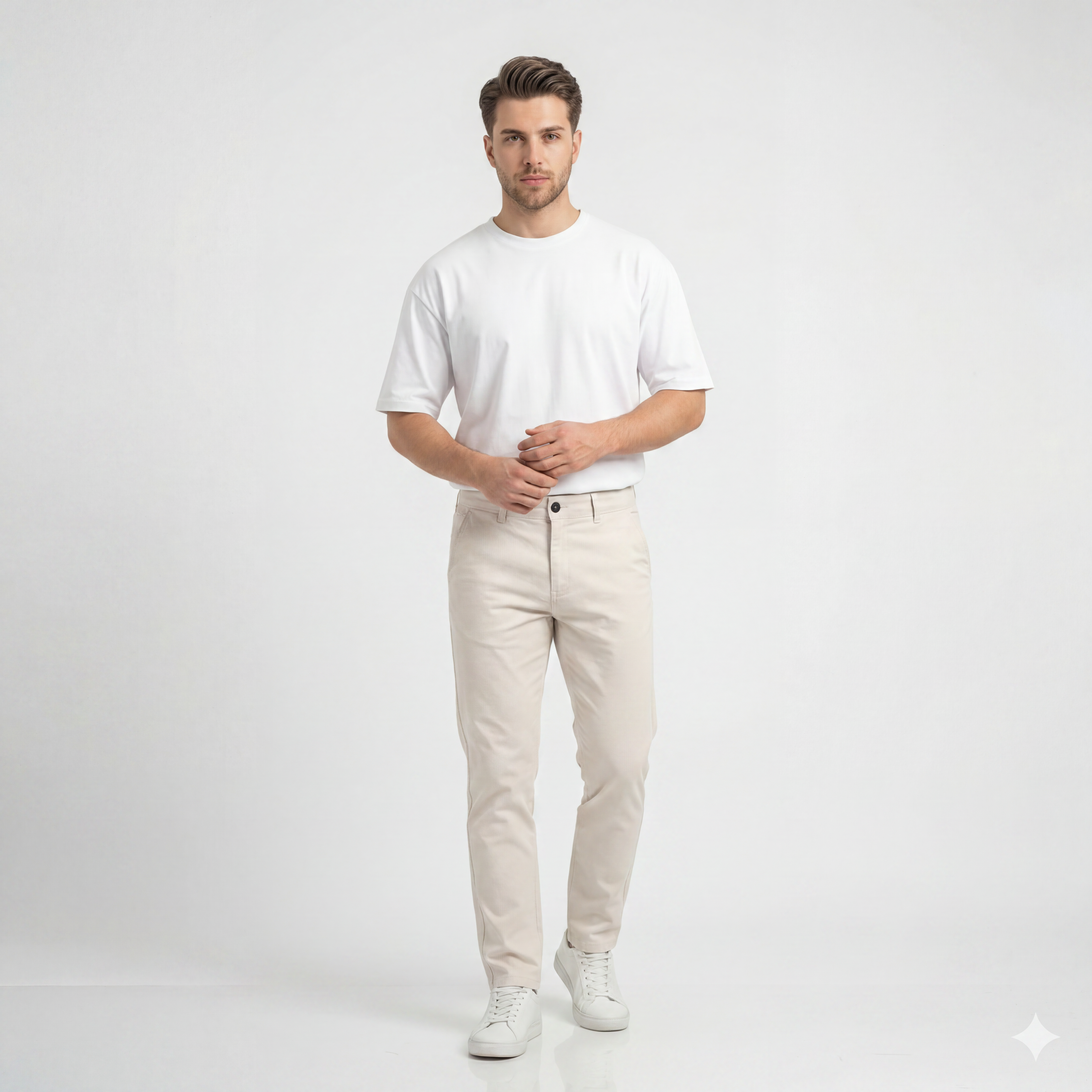 Beige Gabardine trouser - Relaxed Fit